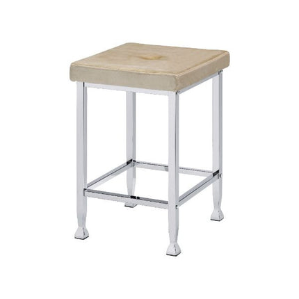 ACME 74007 Raine Counter High Stool, Beige Velvet & Chrome Finish