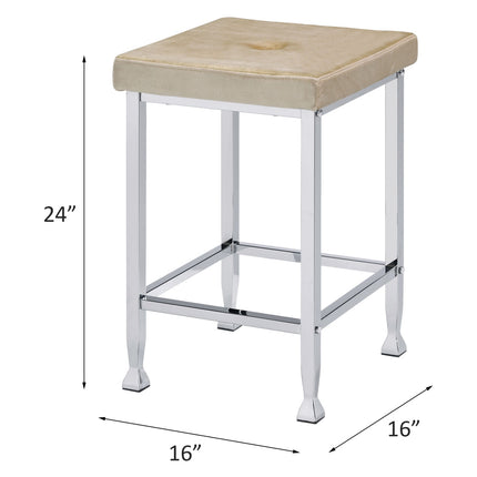 ACME 74007 Raine Counter High Stool, Beige Velvet & Chrome Finish