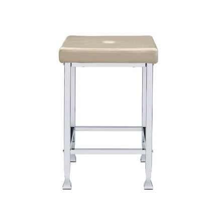 ACME 74007 Raine Counter High Stool, Beige Velvet & Chrome Finish