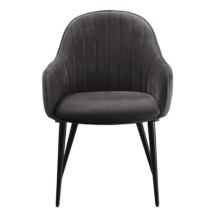 ACME 74011 Caspian Side Chair, Dark Gray Fabric & Black Finish