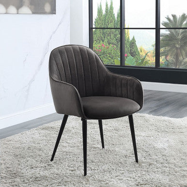 ACME 74011 Caspian Side Chair, Dark Gray Fabric & Black Finish ACME Furniture