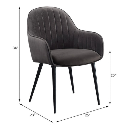 ACME 74011 Caspian Side Chair, Dark Gray Fabric & Black Finish
