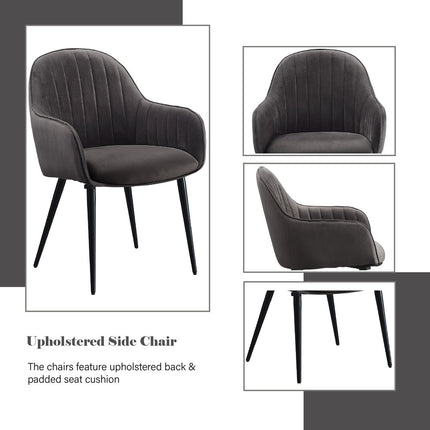ACME 74011 Caspian Side Chair, Dark Gray Fabric & Black Finish