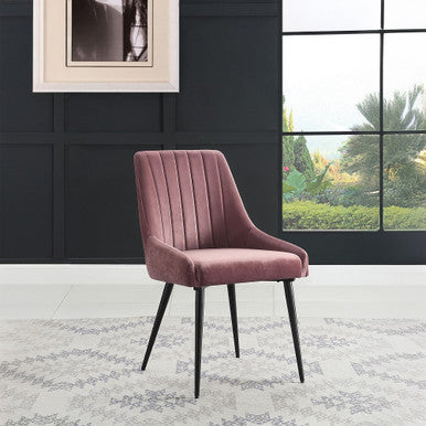 ACME 74012 Caspian Side Chair, Pink Fabric & Black Finish ACME Furniture