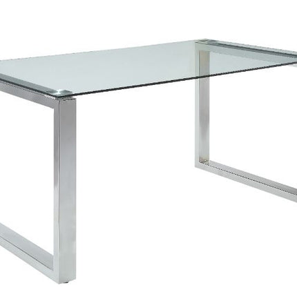 ACME 74015 Abraham Dining Table, Clear Glass & Chrome Finish