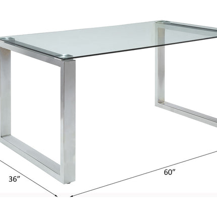 ACME 74015 Abraham Dining Table, Clear Glass & Chrome Finish