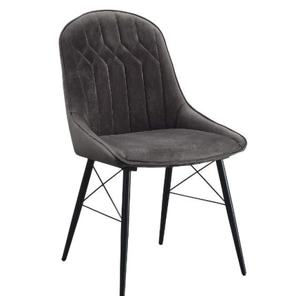 ACME 74016 Abraham Side Chair, Gray Fabric & Black Finish