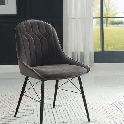 ACME 74016 Abraham Side Chair, Gray Fabric & Black Finish
