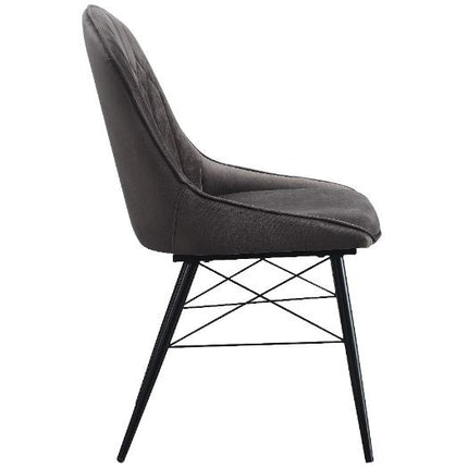 ACME 74016 Abraham Side Chair, Gray Fabric & Black Finish