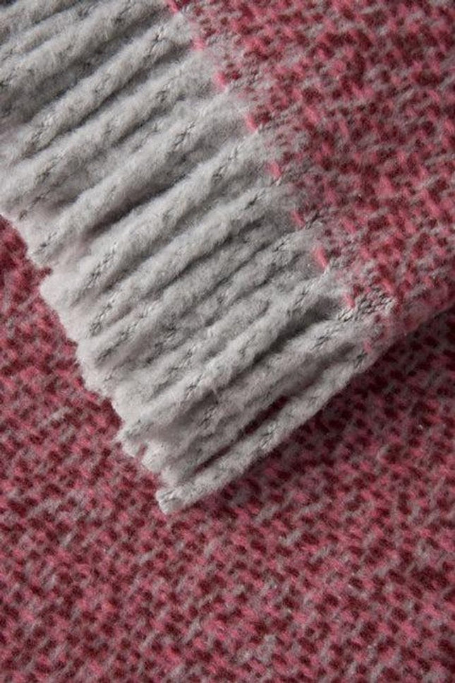 55" X 70" Pink Cotton Blend Plush Throw Blanket with Fringe HomeRoots