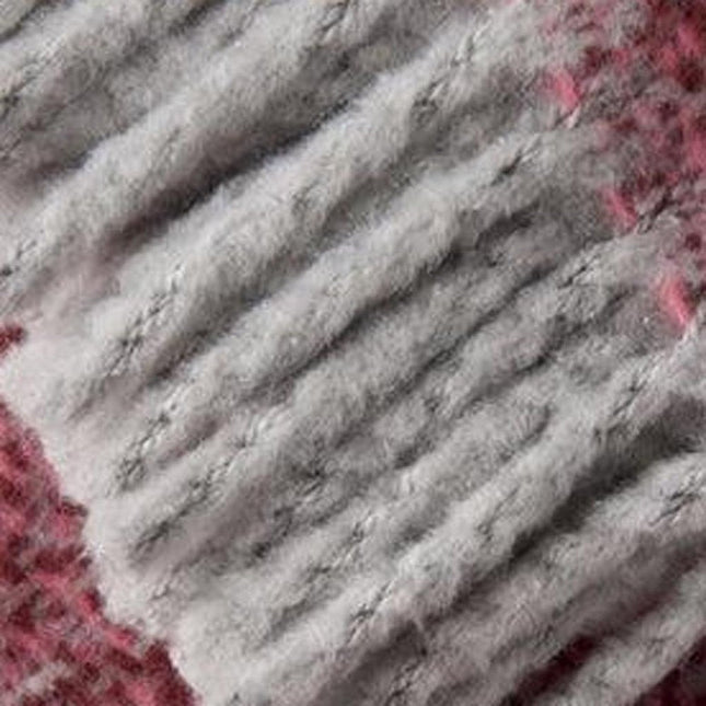 55" X 70" Pink Cotton Blend Plush Throw Blanket with Fringe HomeRoots