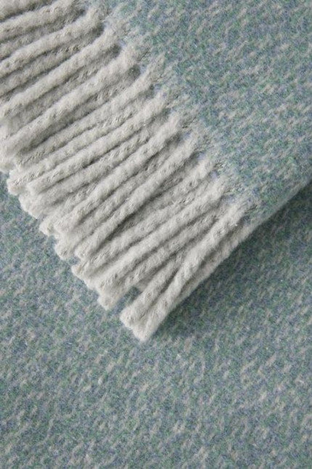 55" X 70" Slate Blue Cotton Blend Plush Throw Blanket with Fringe HomeRoots