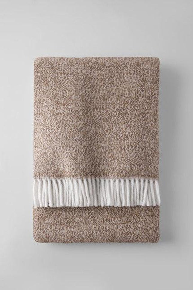 55" X 70" Camel Cotton Blend Plush Throw Blanket with Fringe HomeRoots