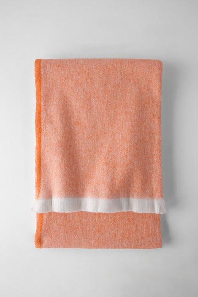 55" X 70" Orange Cotton Blend Throw Blanket with Fringe HomeRoots