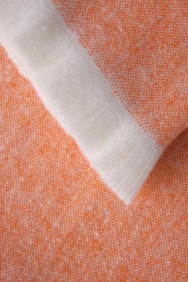 55" X 70" Orange Cotton Blend Throw Blanket with Fringe HomeRoots