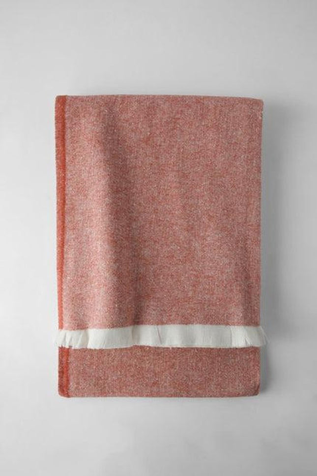 55" X 70" Brick Red Cotton Blend Throw Blanket with Fringe HomeRoots