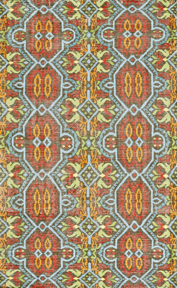 9' X 13' Red Orange And Green Wool Geometric Hand Knotted Area Rug HomeRoots