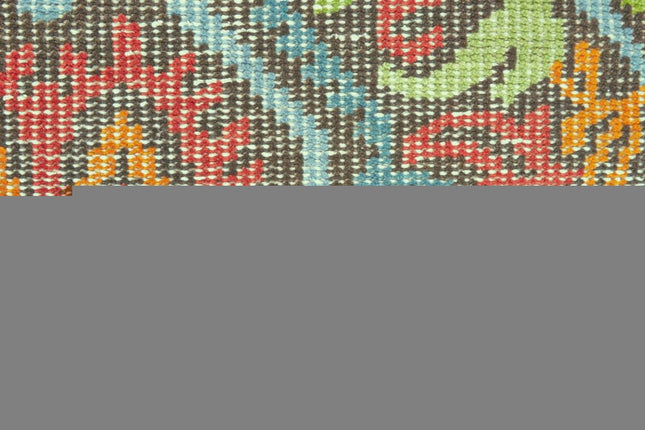 9' X 13' Red Orange And Green Wool Geometric Hand Knotted Area Rug HomeRoots