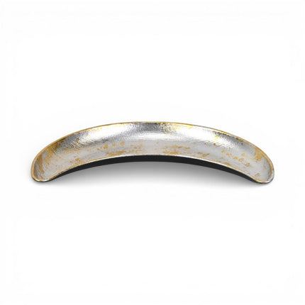 10" Silver And Gold Metal Handmade Crescent Trinket Tray