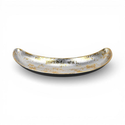 10" Silver And Gold Metal Handmade Crescent Trinket Tray HomeRoots