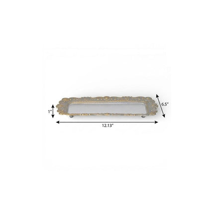12" Blue Gray Silver And Gold Metal Handmade Trinket Tray