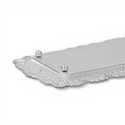 12" Blue Gray Silver And Gold Metal Handmade Trinket Tray HomeRoots