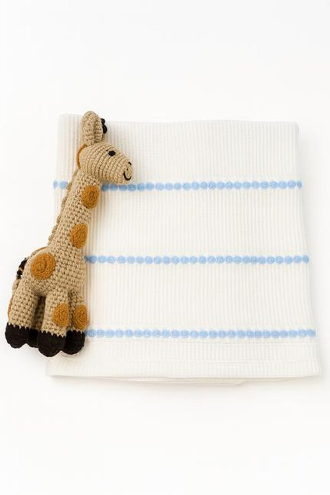 28" X 36" Blue And White Cotton Striped Baby Blanket HomeRoots