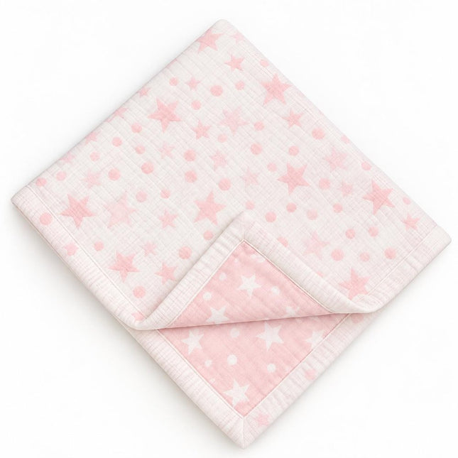 36" X 46" Pink And White Cotton Geometric Baby Blanket HomeRoots