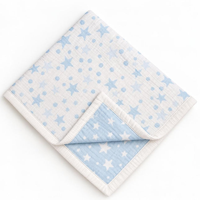 28" X 36" Blue And White Cotton Geometric Baby Blanket HomeRoots