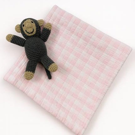 28" X 36" Pink And White Cotton Gingham Baby Blanket HomeRoots