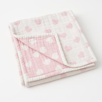 36" X 46" Pink And White Cotton Geometric Baby Blanket HomeRoots