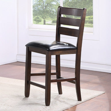 ACME 74633 Urbana Counter Height Chair (Set-2), Black PU & Espresso ACME Furniture