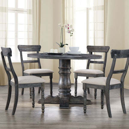 ACME 74640 Leventis Dining Table with Pedestal, Weathered Gray (1Set/2Ctn)