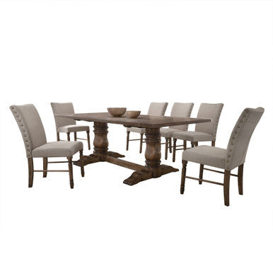 ACME 74657 Leventis Side Chair (Set-2), Cream Linen & Weathered Oak ACME Furniture