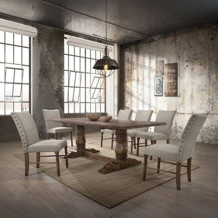 ACME 74655 Leventis Dining Table, Weathered Oak (1Set/2Ctn)