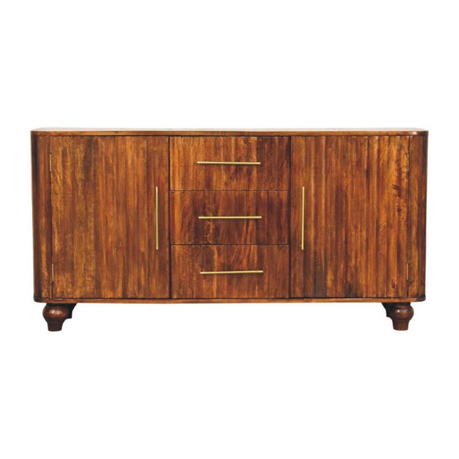 57" Brown Solid Wood Three Drawer Sideboard HomeRoots