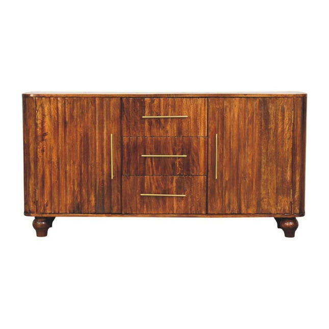 57" Brown Solid Wood Three Drawer Sideboard HomeRoots