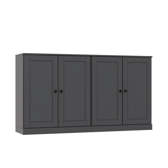 64" Gray Solid Wood Sideboard With Two Doors HomeRoots