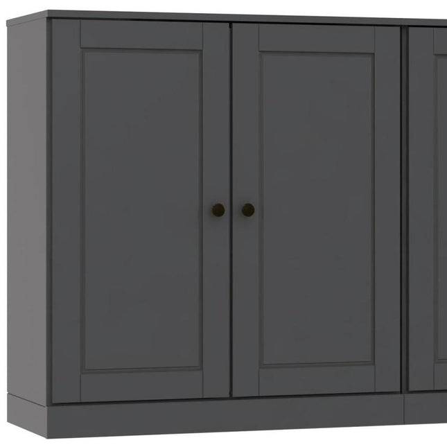 64" Gray Solid Wood Sideboard With Two Doors HomeRoots