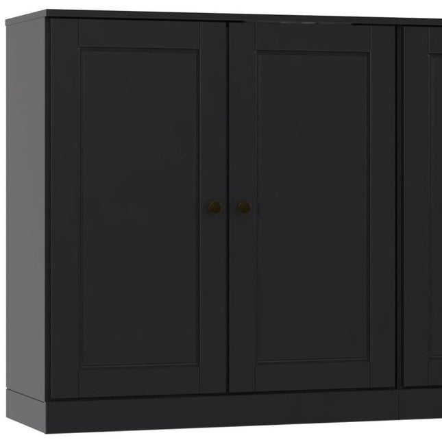 64" Black Solid Wood Sideboard With Two Doors