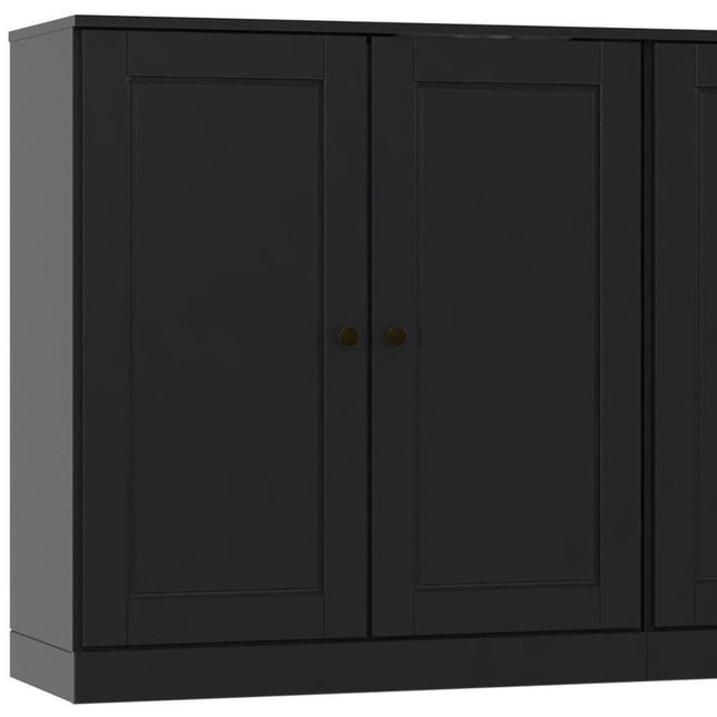 64" Black Solid Wood Sideboard With Two Doors HomeRoots