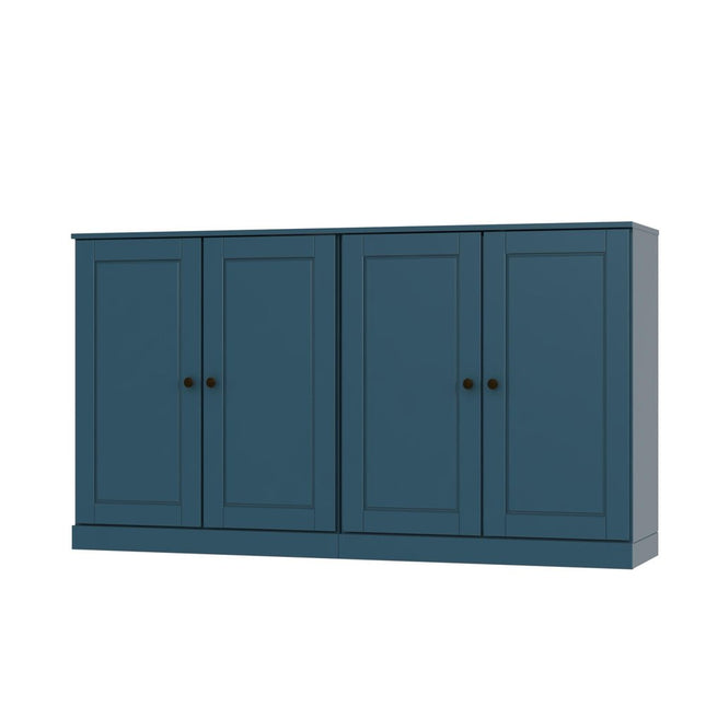 64" Teal Blue Solid Wood Sideboard With Two Doors HomeRoots