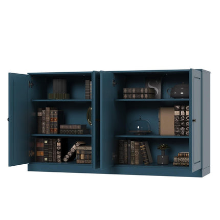 64" Teal Blue Solid Wood Sideboard With Two Doors HomeRoots