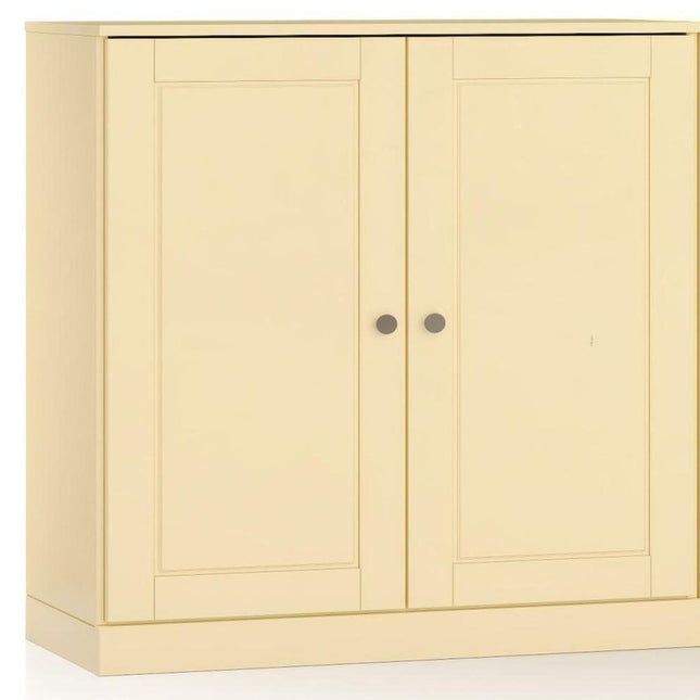 64" Yellow Solid Wood Sideboard With Two Doors HomeRoots