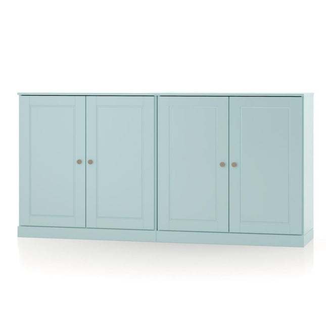 64" Aqua Solid Wood Sideboard With Two Doors HomeRoots
