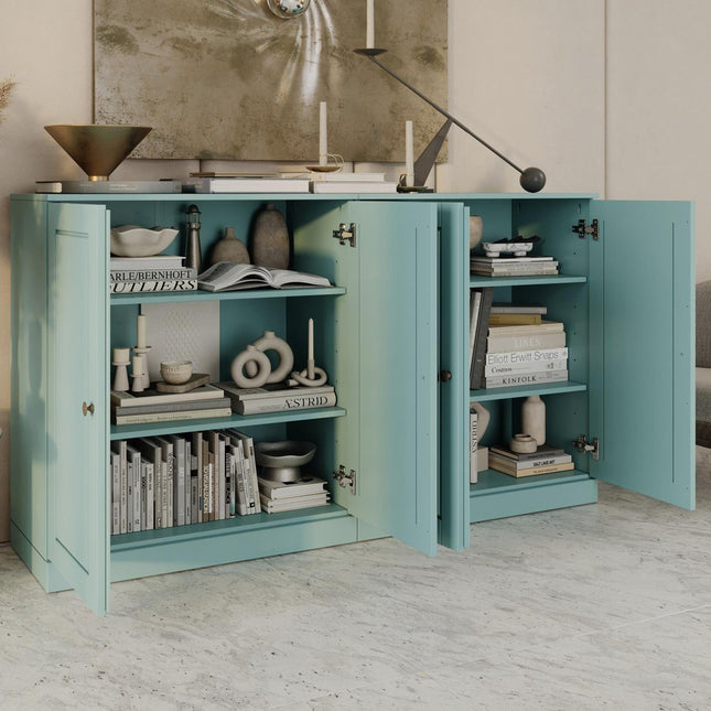 64" Aqua Solid Wood Sideboard With Two Doors HomeRoots