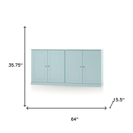 64" Aqua Solid Wood Sideboard With Two Doors HomeRoots