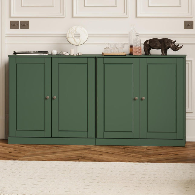 64" Green Solid Wood Sideboard With Two Doors HomeRoots
