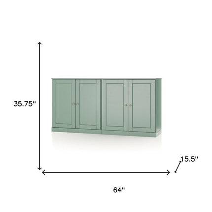 64" Sage Solid Wood Sideboard With Two Doors HomeRoots
