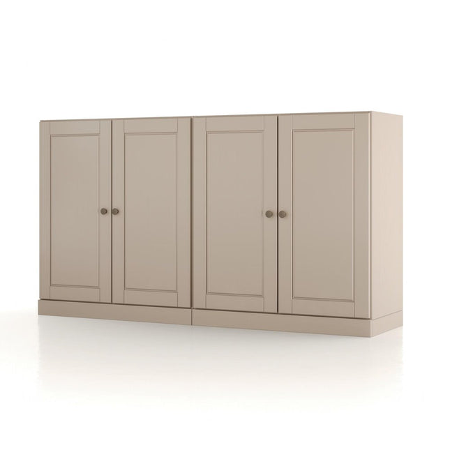 64" Beige Solid Wood Sideboard With Two Doors HomeRoots